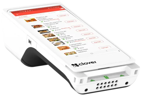 Waiter using a Clover Flex device to take an order